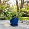 Blumentopf Pflanzgefäß Modell "EggPot" 31cm Keramik Royal Blau mit Teller Bild 4