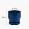 Blumentopf Pflanzgefäß Modell "EggPot" 31cm Keramik Royal Blau mit Teller Bild 2