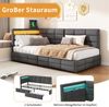 Gray linen L-shaped headboard with charging port, LED light, bed tail drawer, soft package bed, European plug 90 * 200 Bild 4