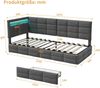 Gray linen L-shaped headboard with charging port, LED light, bed tail drawer, soft package bed, European plug 90 * 200 Bild 2