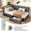 Gray linen L-shaped headboard with charging port, LED light, bed tail drawer, soft package bed, European plug 90 * 200 Bild 3
