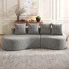 Sofa 240 x 109 x 60 cm mit 4 Kissen, Becherhalter und Seitentaschen – Leinenstoff in Hellgrau Bild 2