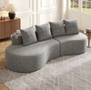 Sofa 240 x 109 x 60 cm mit 4 Kissen, Becherhalter und Seitentaschen – Leinenstoff in Hellgrau Bild 3