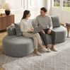 Sofa 240 x 109 x 60 cm mit 4 Kissen, Becherhalter und Seitentaschen – Leinenstoff in Hellgrau Bild 5