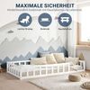 Kinderbett 90x200 mit Matratze Bodenbett mit Rausfallschutz Montessori Bett Kleinkindbett Holz Massiv Weiß Einzelbett Lattenrost Bild 4