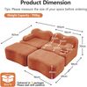 2-Sitzer Sofa 192×167×70 cm aus Samt rahmenlos modular mit 2 Ottomanen, orange Bild 4