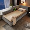 Merax Polsterbett Tagesbett Daybett 90x190cm, Schlafsofa mit hydraulischem Stauraum, Leselichtfunktion und USB-C-Ladefunktion, Kinderbett Jugendbett, Samt, Grau Bild 2