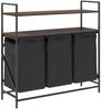vidaXL Wäschekorb 3 Fächer mit Ablagen Braune Eiche 859084 Bild 2