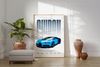 Hypercar Poster Blau · Geschenkidee · Luxus Sportwagen Wandbild · Deko Print ohne Rahmen - 100 x 150cm Bild 2