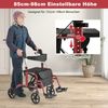 Rollator faltbar und leicht mit Sitz 2 in 1 Rollstuhl &Reiserollator Leichtgewicht Rot Bild 5