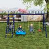 Merax Multifunktionales Outdoor-Schaukel-Set – 3 Schaukeln + Klettergerüst + Basketballkorb, Outdoor-Schaukel-Kombination, Hängeschaukel, Gurt-Schaukel, Kletterseil-Schaukel, ein Outdoor-Spielparadies Bild 2