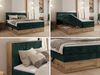 Boxspringbett, Set mit zwei Multipocket-Matratze und Topper, hohe Kopfteil, Eiche Wotan Holzrahmen - WOOD CLASSIC KING - 180 x 200 cm - Dunkelgrün Cord - H3 Bild 2
