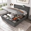 Polsterbett 140x200 cm mit Stauraum,Kopfteil mit USB & Typ-C Ladefunktion,Grau Bild 2