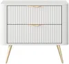 Vente-unique - ELONARIA Bedside table Holz, Platte Weiß - B 38 cm x H 55,3 cm x L 63,2 cm Bild 5