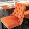 Barhocker 49,5 x 60 x 103,5 cm aus Samt mit hoher Rückenlehne und Massivholzgestell, orange Bild 4