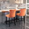 Barhocker 49,5 x 60 x 103,5 cm aus Samt mit hoher Rückenlehne und Massivholzgestell, orange Bild 5