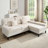 Ecksofa aus Chenille 195x149x86 cm mit beweglicher Fußbank, hellbeige Bild 2
