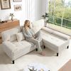 Ecksofa aus Chenille 195x149x86 cm mit beweglicher Fußbank, hellbeige Bild 3