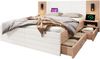 Polsterbett 160×200 cm aus Massivholz und MDF mit USB-Anschluss und Leselicht, weiß Bild 5
