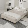 Bettgestell 140x200 cm mit gepolstertem Kopfteil und Stauraum – Beige Bild 2