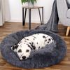 lionto Donut Hundebett, rundes Hundesofa mit Plüschbezug & Anti-Rutsch-Noppen, weich & gemütlich, 60 cm Durchmesser, dunkelgrau Bild 2