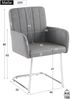 Merax 4er Set Esszimmerstühle, Polsterstühle, mit vertikalen Streifen, Gepolsterter Sessel mit zickzackförmige Metallbeine, Lounge-Stuhl, Wohnzimmerstuhl, PU, grau Bild 4