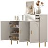 Sideboard Wohnzimmer, Kommode mit Metallgriffen, 1 Schublade und 3 Türen, auf Metallfüßen, in Weiß. Maße: H 92 × T 35 × B 120 cm Bild 3