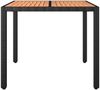 Gartentisch 75 x 90 x 90 cm mit Holzplatte Schwarz Poly Rattan & Akazienholz Bild 3