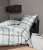 Janine Moments Mako-Satin Bettwäsche 200x200 Karo mineralblau silber 98059-02 Bild 2
