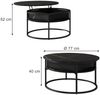 Couchtisch Marlo Schwarz/Marmor-Weiß 77 x 77 cm Vicco Bild 2