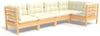 vidaXL 5-tlg. Garten-Lounge-Set mit Creme Kissen Kiefernholz 3096382 Bild 2