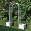 Rosenbogen Weiß mit Blumenkübeln Spalier Rankhilfe Gitter Holz Pergola Gestell Bild 3