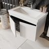 Karen Badmöbel-Set Badmöbel Set Venus, (Komplett-Set, Standartmäßig 3-Teilig (Unterschrank, Spiegelschrank, Waschbecken), Optionaler Hochschrank, 3-St, Unterschrank mit Türen, Spiegelschrank mit Türen & Regalen), Futuristisches Design, Highgloss-Beschi... Bild 2