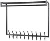 Garderobe Rore aus pulverbeschichtetem Metall, modern industriell, dunkelgrau, mit Hutablage, 20 Haken und Stange Bild 5