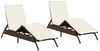 vidaXL Sonnenliegen mit Auflagen 2 Stk. Braun Poly Rattan 3261579 Bild 2