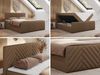 Boxspringbett mit zwei Bettkästen, 7 Härtezonen Multipocket-Matratzen, dekoratives Kopfteil und Front, Doppelbett - PARIS DUO - 120 x 200 cm - Braun Kunstleder - H3 Bild 2