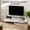 TV-Schrank 140 x 34 x 45 cm in Weiß aus Spanplatte mit 3 Schubladen und Kabeldurchführung Bild 5
