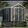 STEELSØN 'Novara' Gerätehaus Satteldach, Kunststoff, dunkelgrau mit Holzoptik, wetterfest, 226x200x230 cm, abschließbar, Gartenhaus mit Fenster Bild 4