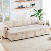U-Sofa groß ausziehbar, 270x130x86 cm Baumwolle-Leinen – Schlafsofa, Eckcouch mit Staufach & Getränkehaltern,Beige Bild 5
