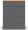 rauch Aditio Box, Kommode, 5 Schubladen, mit Softclose-Funktion, Farbe Grau metallic/Eiche Artisan, BxHxT 80x100x43cm Bild 2