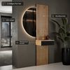 Planetmöbel Konsolentisch AMYRA Flur Garderobe Spiegel mit Beleuchtung & Akustikpaneele (LED Spiegel Nivora 50x100 cm, Touch-Funktion, Dimmbar, Konsolentisch in Schwarz Geriffelt 50 cm mit LED Spiegel NIVORA), und Akustikpaneele 2x120 cm Bild 2