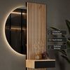 Planetmöbel Konsolentisch AMYRA Flur Garderobe Spiegel mit Beleuchtung & Akustikpaneele (LED Spiegel Nivora 50x100 cm, Touch-Funktion, Dimmbar, Konsolentisch in Schwarz Geriffelt 50 cm mit LED Spiegel NIVORA), und Akustikpaneele 2x120 cm Bild 4
