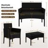 Yaheetech Balkonset Gartenmöbel-Set, 4-er Set Rattanmöbel Gartenlounge-Set für 4 Personen, Rattan Schwarz Bild 4