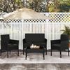 Yaheetech Balkonset Gartenmöbel-Set, 4-er Set Rattanmöbel Gartenlounge-Set für 4 Personen, Rattan Schwarz Bild 2