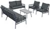 Merax Gartenmöbel-Set, 7 Sitzplätze, 1 Couchtisch, PE-Rattan / gehärtetes Glas, grau Bild 2