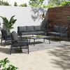 Merax Gartenmöbel-Set, 7 Sitzplätze, 1 Couchtisch, PE-Rattan / gehärtetes Glas, grau Bild 3