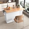 Servierwagen mit klappbarer Tischplatte, 120x46(70)x91 cm, weiß, mit Rollen und austauschbaren Holzbeinen, ideal für Küche und Esszimmer Bild 4