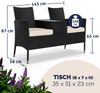 Casaria Gartenbank Poly Rattan Tisch inkl. 7cm Auflagen Schwarz Bild 5