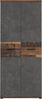 Forte WINNIE Kleiderschrank 80, rustikaler Drehtürenschrank, 2-türig, Einlegeböden, geräumig, Old Wood Vintage Holzdekor/Betonoptik Dunkelgrau, 79,9 cm breit x 189 cm hoch x 53,7 cm tief Bild 2