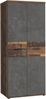Forte WINNIE Kleiderschrank 80, rustikaler Drehtürenschrank, 2-türig, Einlegeböden, geräumig, Old Wood Vintage Holzdekor/Betonoptik Dunkelgrau, 79,9 cm breit x 189 cm hoch x 53,7 cm tief Bild 3